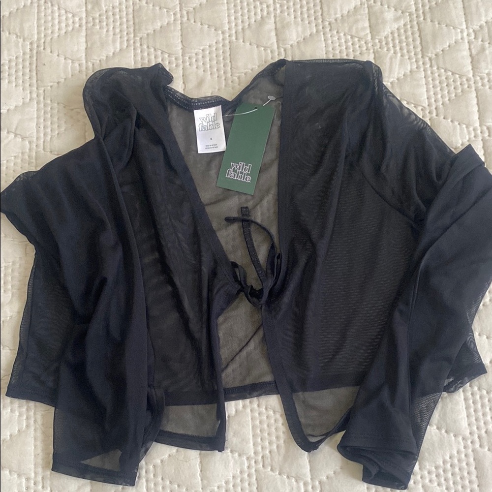 Wild Fable Black Shrug Sweater with Waterfall Front
